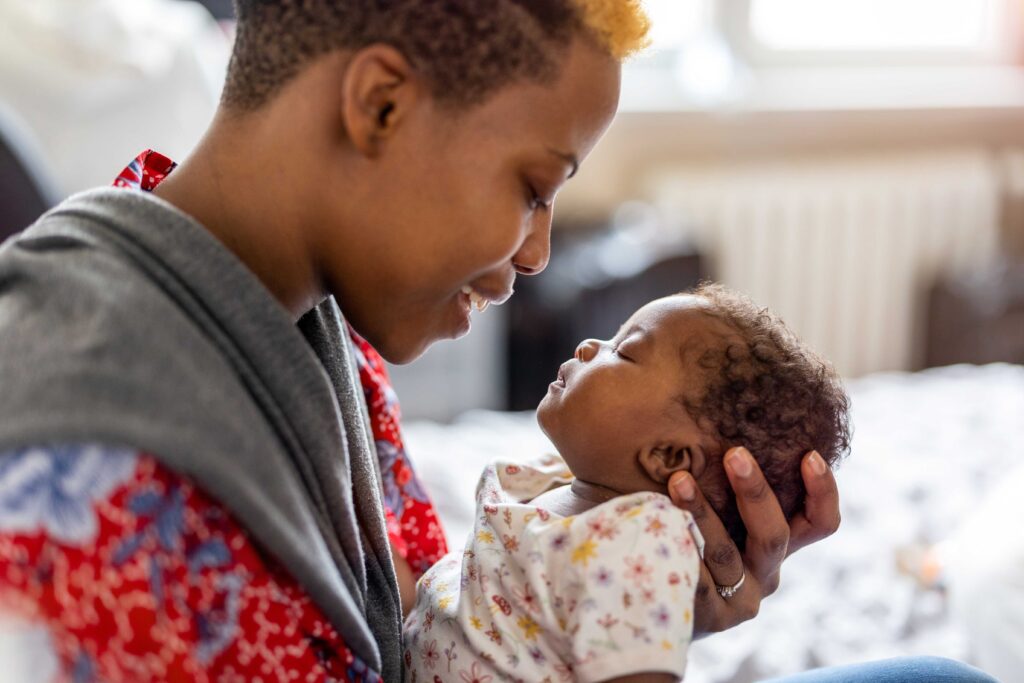 Mother holding baby