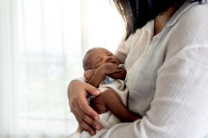 Mom holding baby