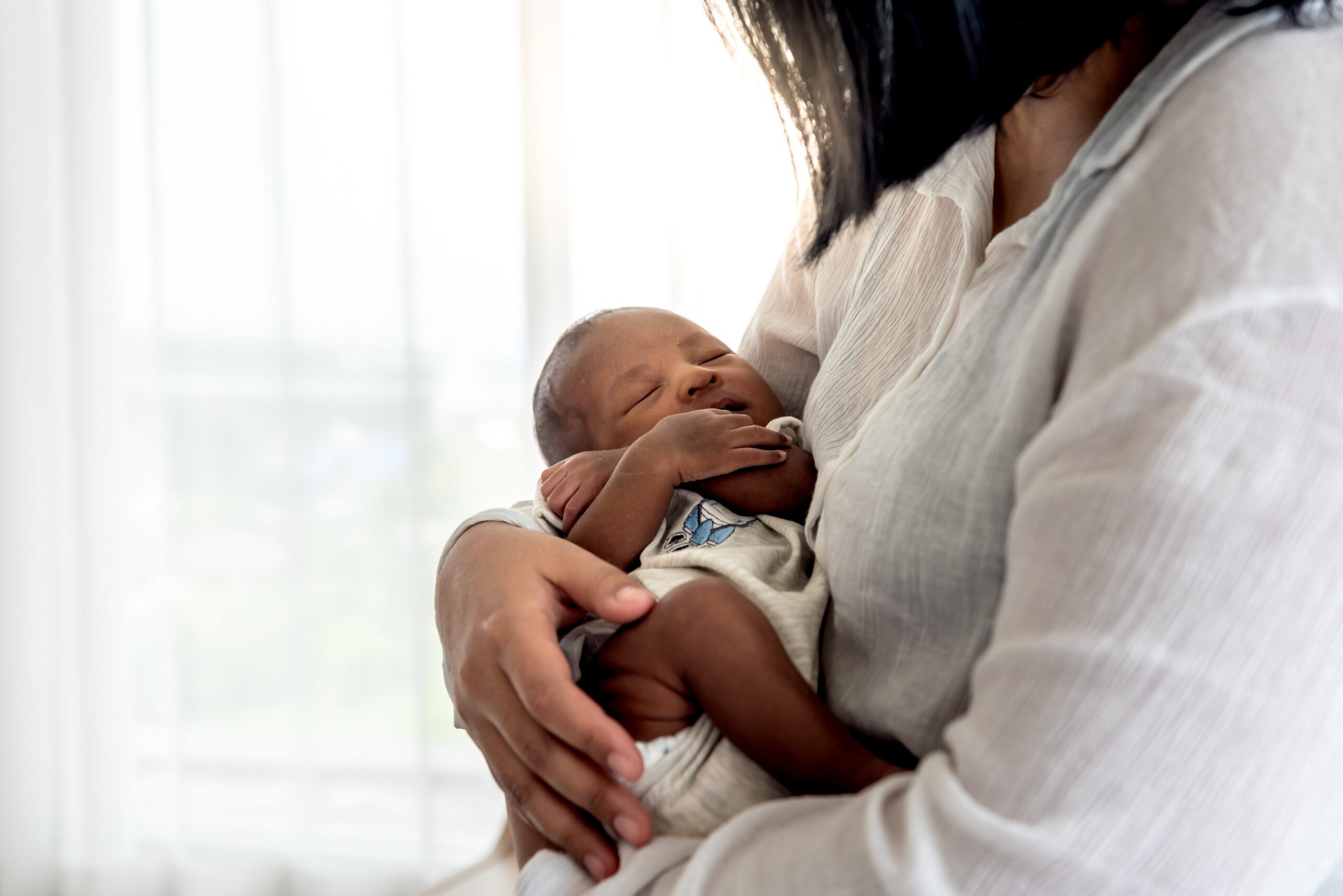 Mom holding baby